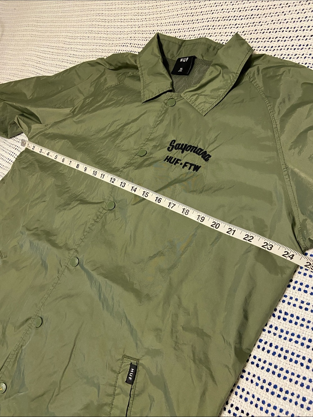Huff Sayonara embroidered coaches full snap Streetwear wind breaker jacket XL - Picture 14 of 15